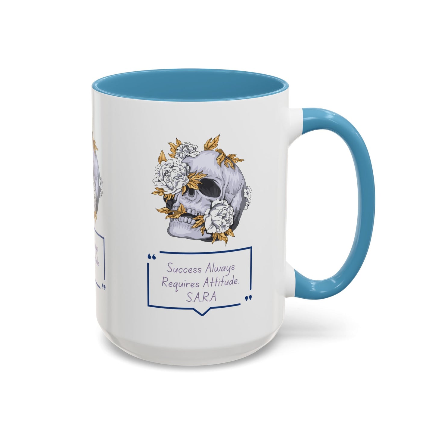 Personalized Initial Floral Skull Accent Coffee Mug