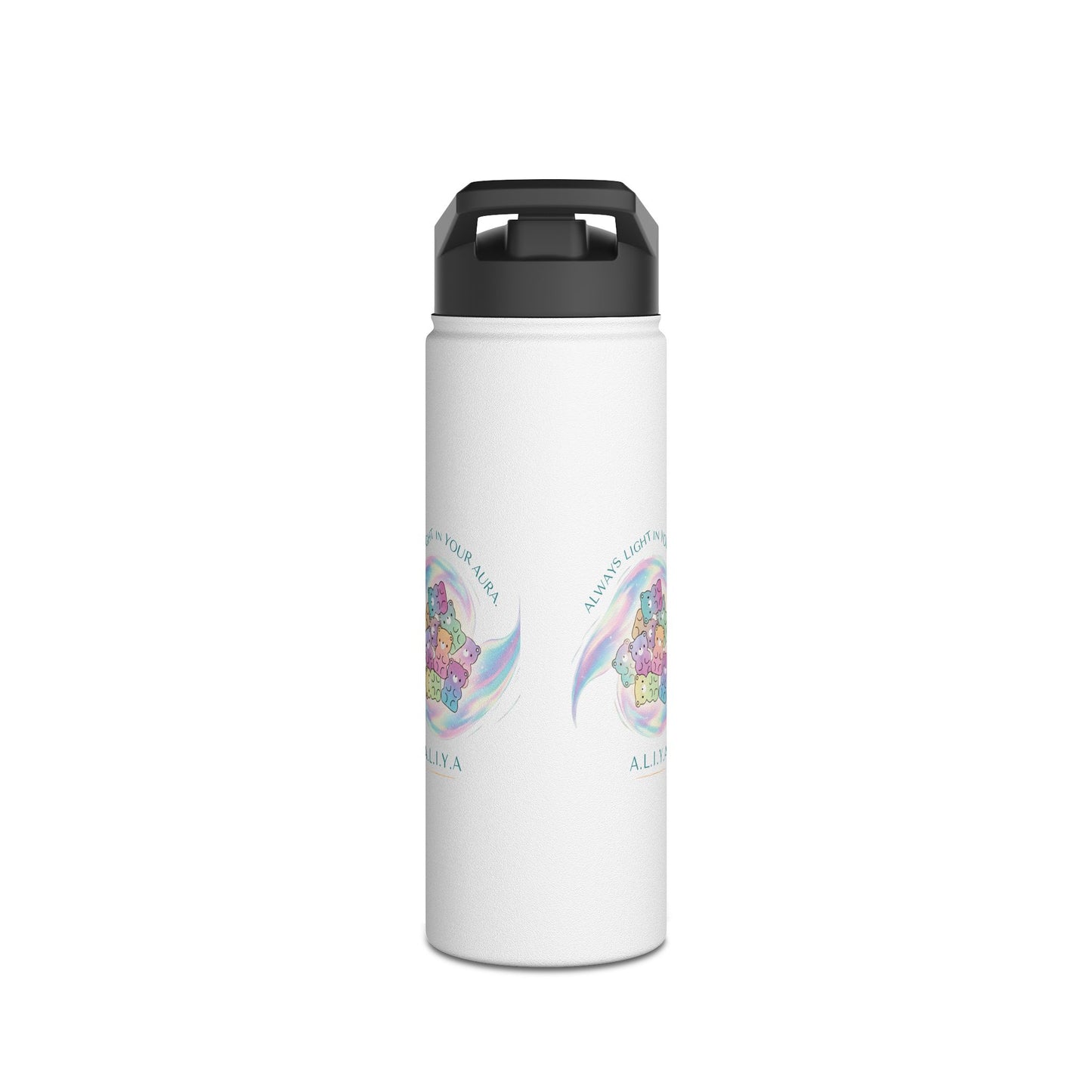 Personalized Initial Pastel Bear Stainless Steel Water Bottle
