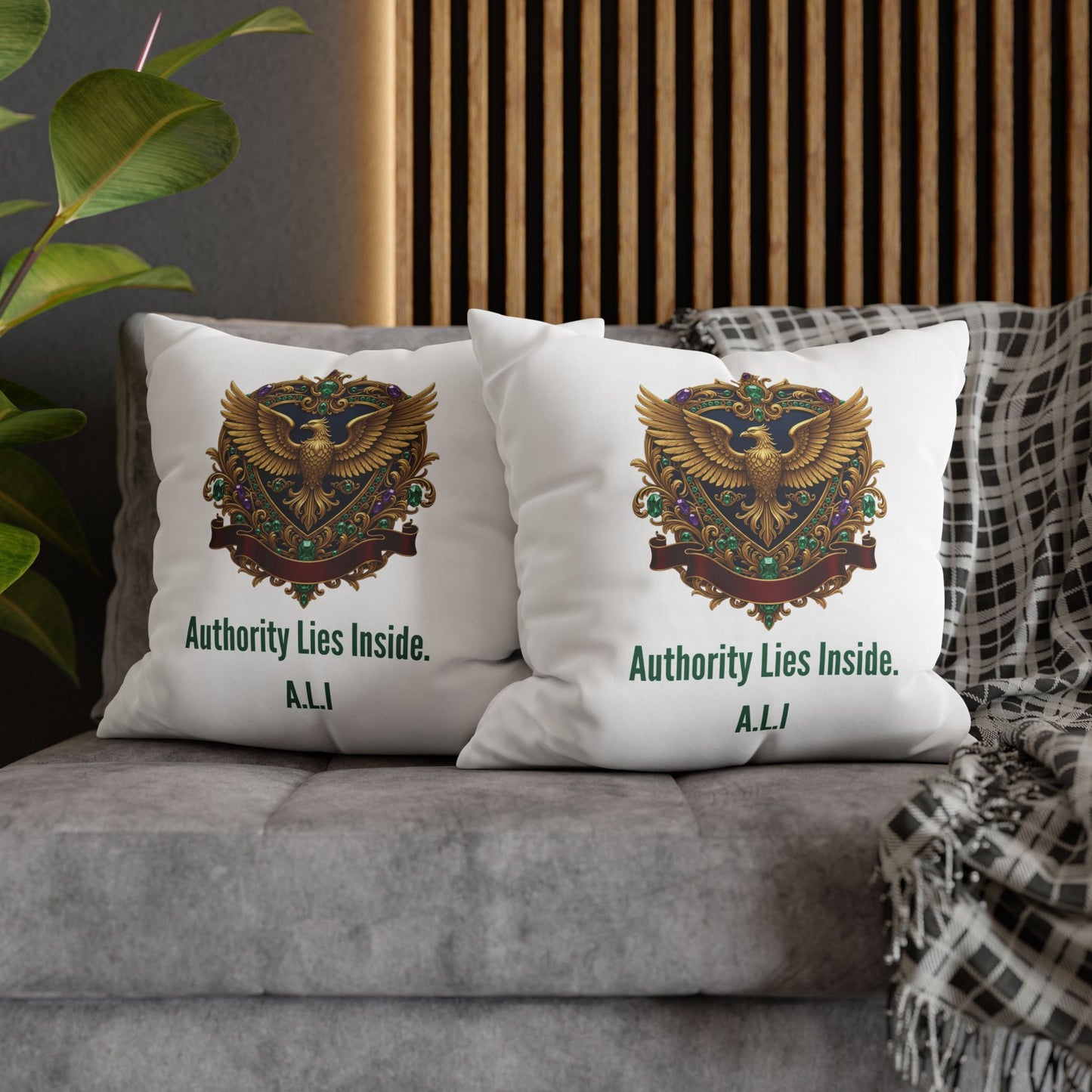 Personalized Initial Quote Eagle — Custom Sayings on Square Poly Canvas Pillowcase