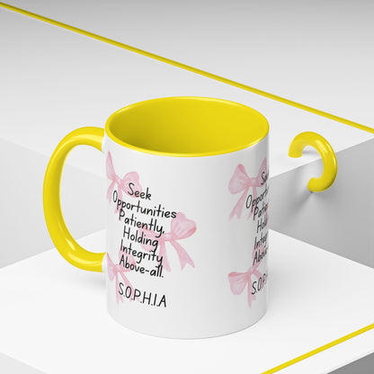 Personalized Pink Bow Accent Coffee Mug