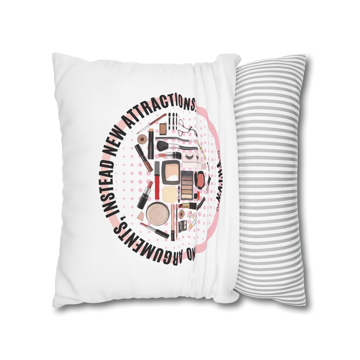 Personalized Initial Quote Cosmetic Heart — Custom Sayings on Square Poly Canvas Pillowcase