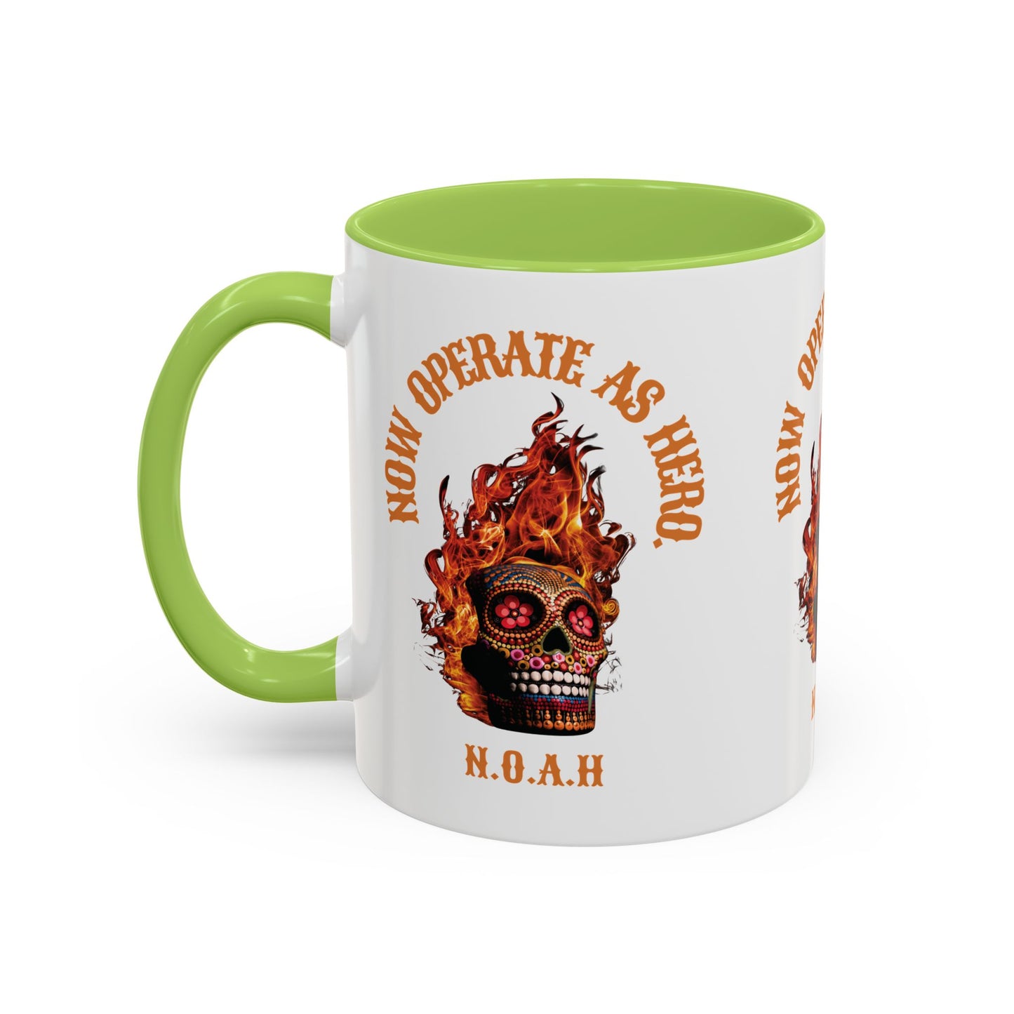 Personalized Initial Fire Skull Accent Coffee Mug