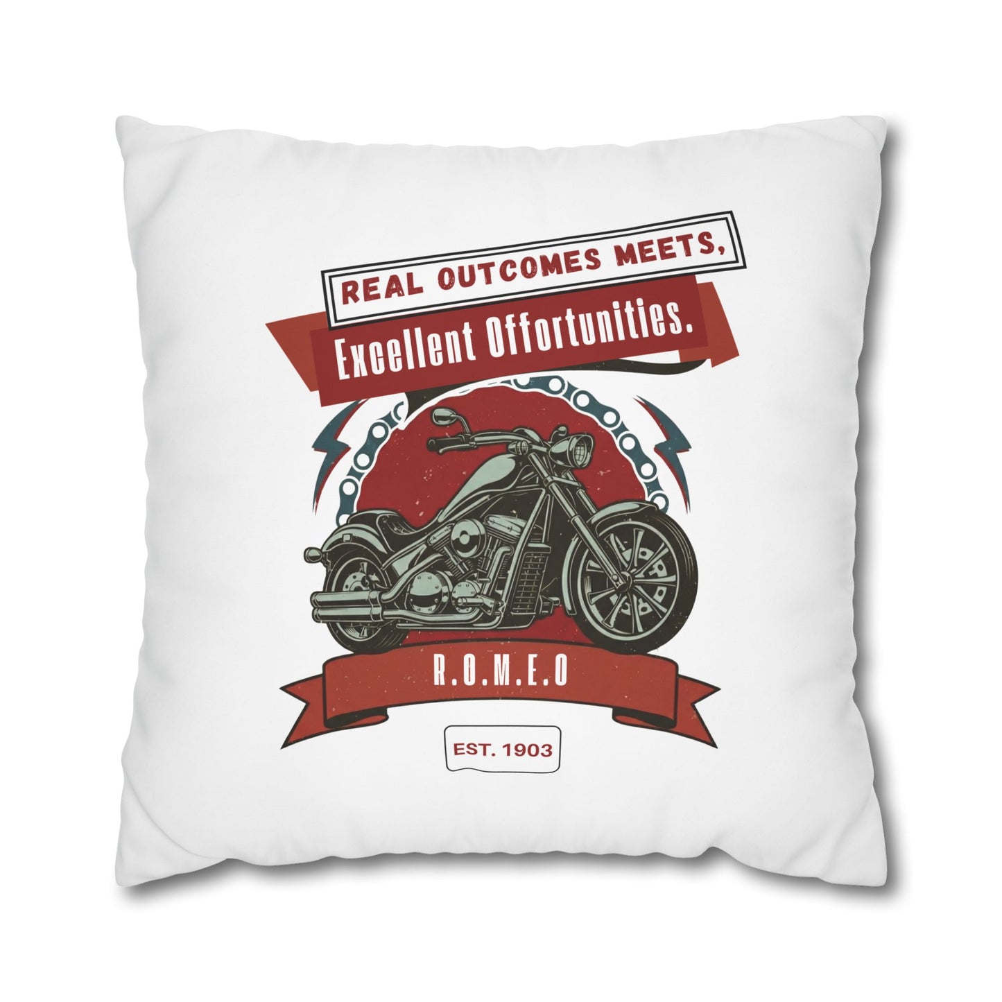 Personalized Initial Quote Motorcycle — Custom Sayings on Square Poly Canvas Pillowcase