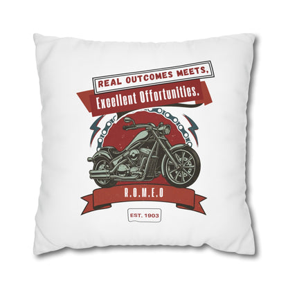 Personalized Initial Quote Motorcycle — Custom Sayings on Square Poly Canvas Pillowcase