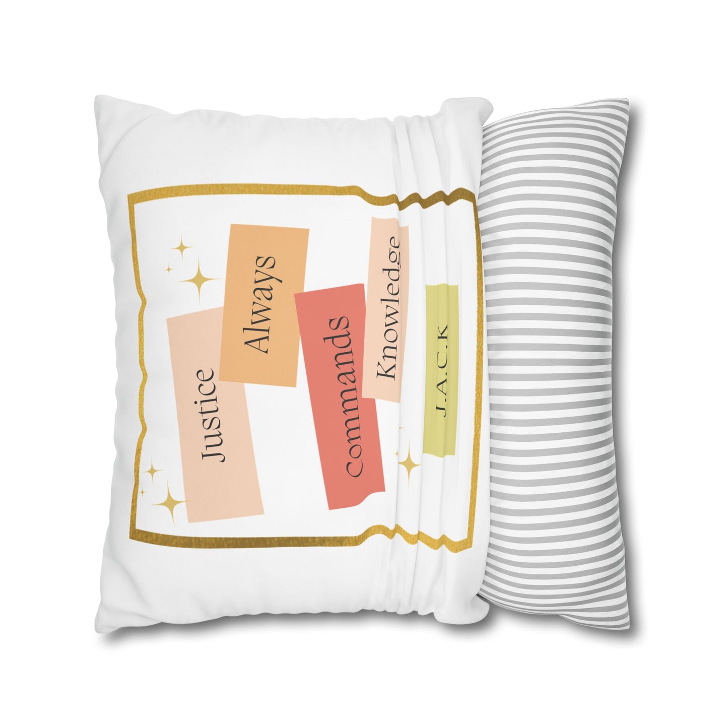 Personalized Initial Quote Pastel Inspirational — Custom Sayings on Square Poly Canvas Pillowcase