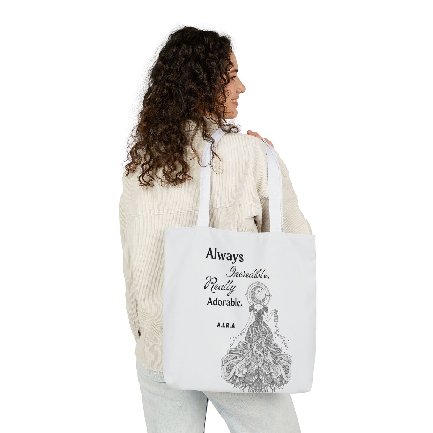 Personalized Initial Quote Light Girl Canvas Tote Custom Name