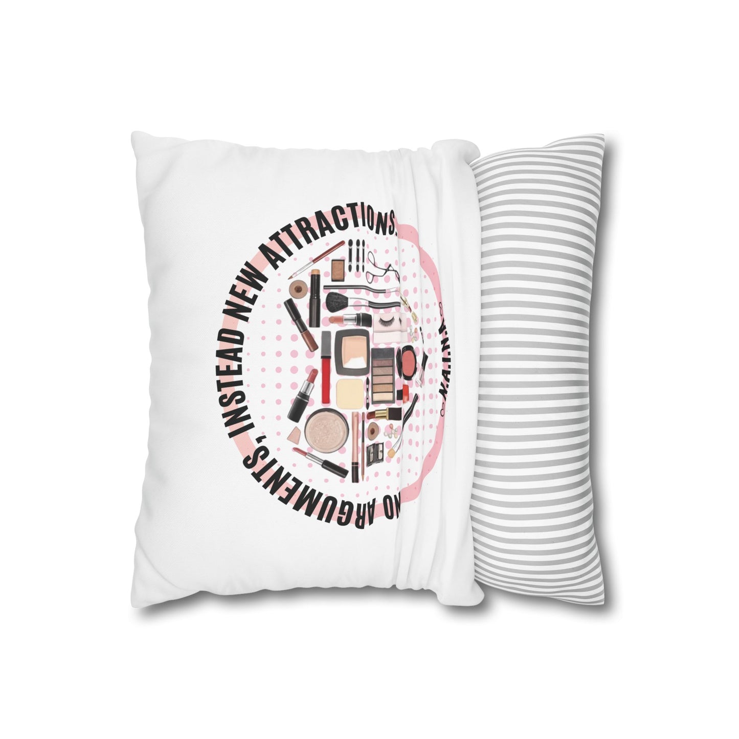 Personalized Initial Quote Cosmetic Heart — Custom Sayings on Square Poly Canvas Pillowcase