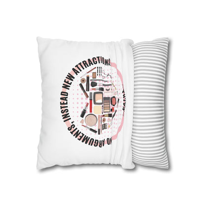 Personalized Initial Quote Cosmetic Heart — Custom Sayings on Square Poly Canvas Pillowcase