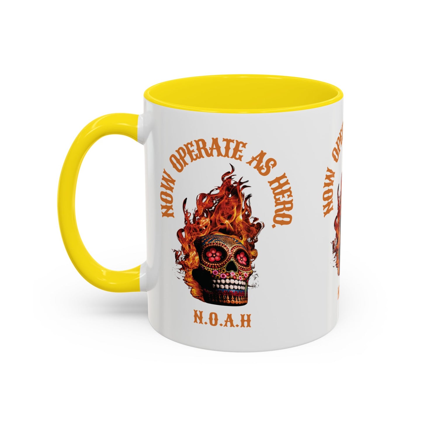Personalized Initial Fire Skull Accent Coffee Mug