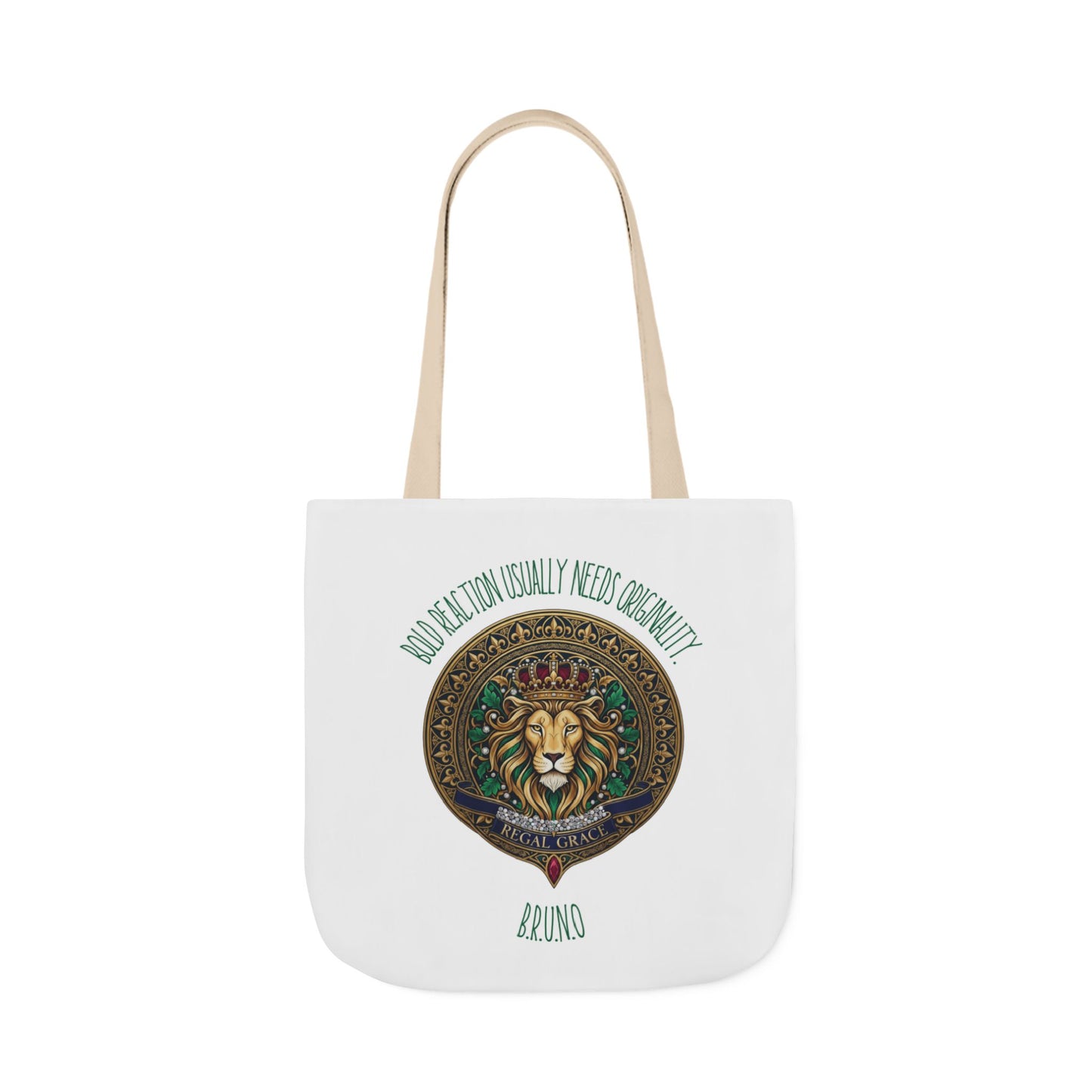 Personalized Initial Quote Circle Lion Canvas Tote Custom Name
