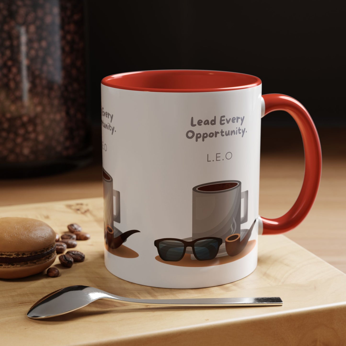 Personalized Initial Coffee and Sunglasses Accent Coffee Mug
