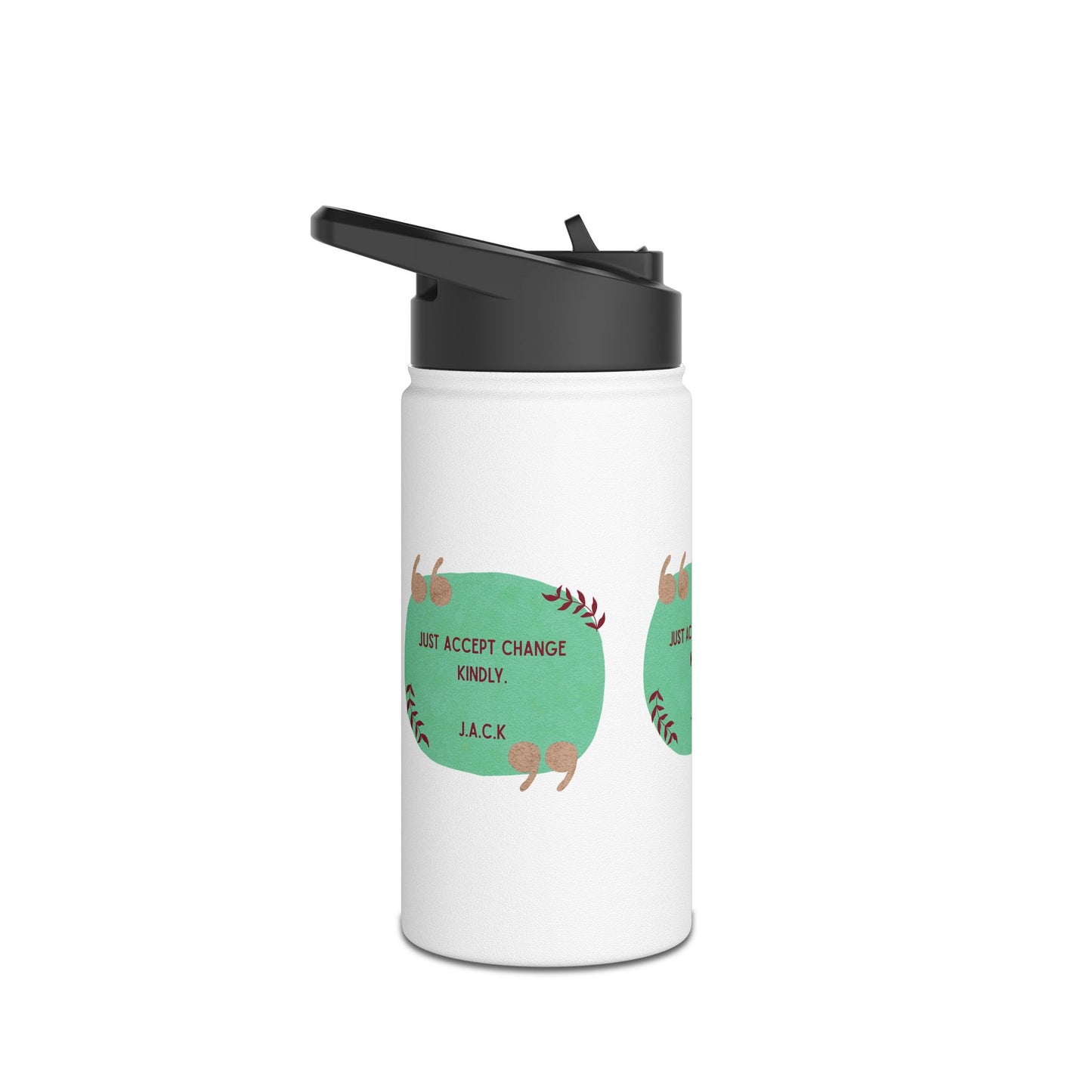 Personalized Initial Quote Oval Note Stainless Steel Water Bottle