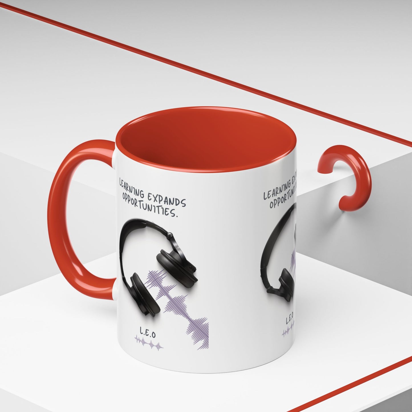 Personalized Initial Headphones Accent Coffee Mug