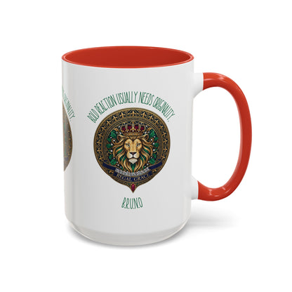 Personalized Initial Circled Lion Accent Coffee Mug
