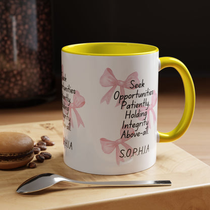Personalized Pink Bow Accent Coffee Mug