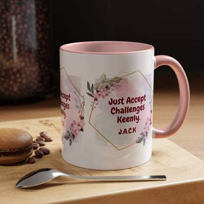 Personalized Floral Frame Accent Coffee Mug