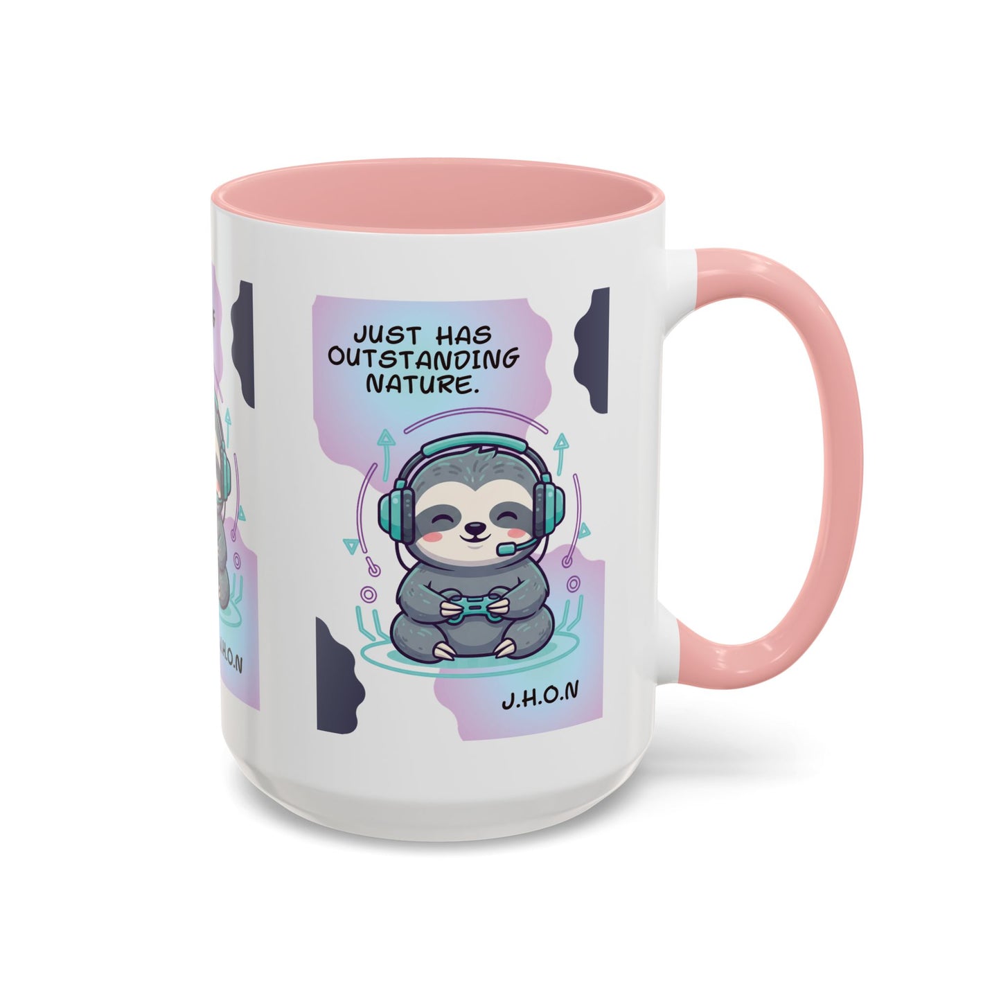 Personalized Initial Sloth Gamer Accent Coffee Mug