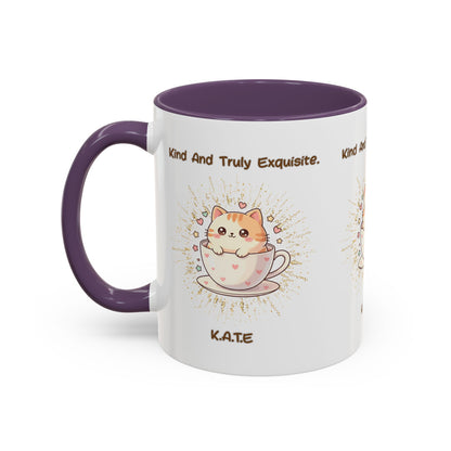 Personalized Initial Exquisite Cat Accent Coffee Mug