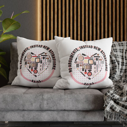 Personalized Initial Quote Cosmetic Heart — Custom Sayings on Square Poly Canvas Pillowcase