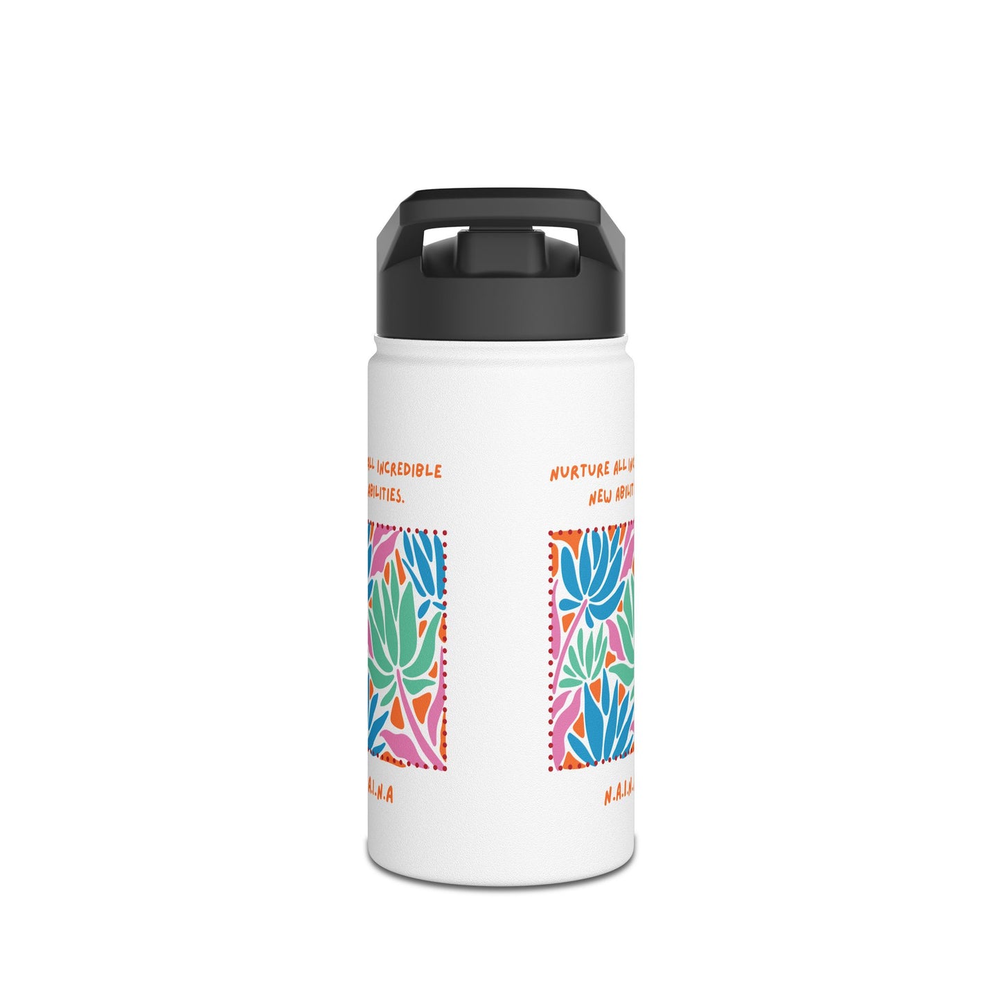 Personalized Initial Quote Floral Momentum Stainless Steel Water Bottle