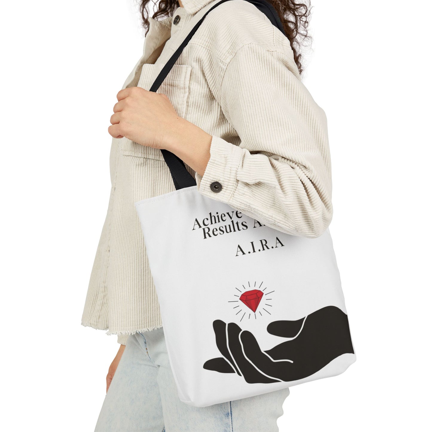 Personalized Initial Quote Gem Hand Canvas Tote Custom Name