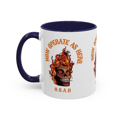 Personalized Initial Fire Skull Accent Coffee Mug