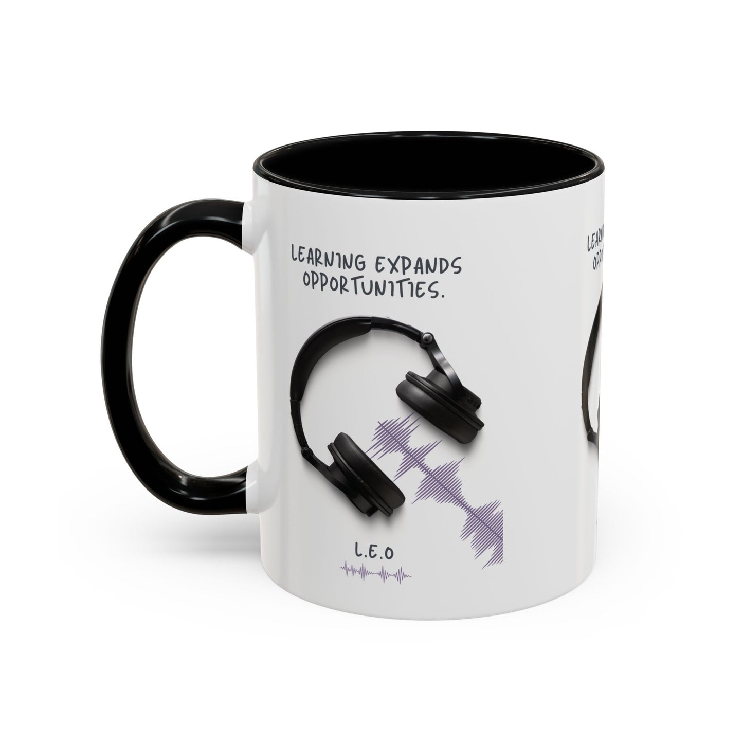 Personalized Initial Headphones Accent Coffee Mug