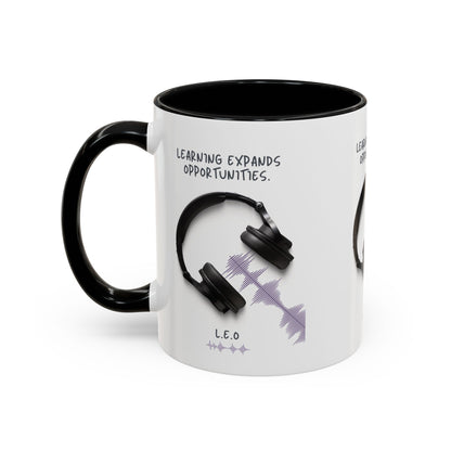 Personalized Initial Headphones Accent Coffee Mug