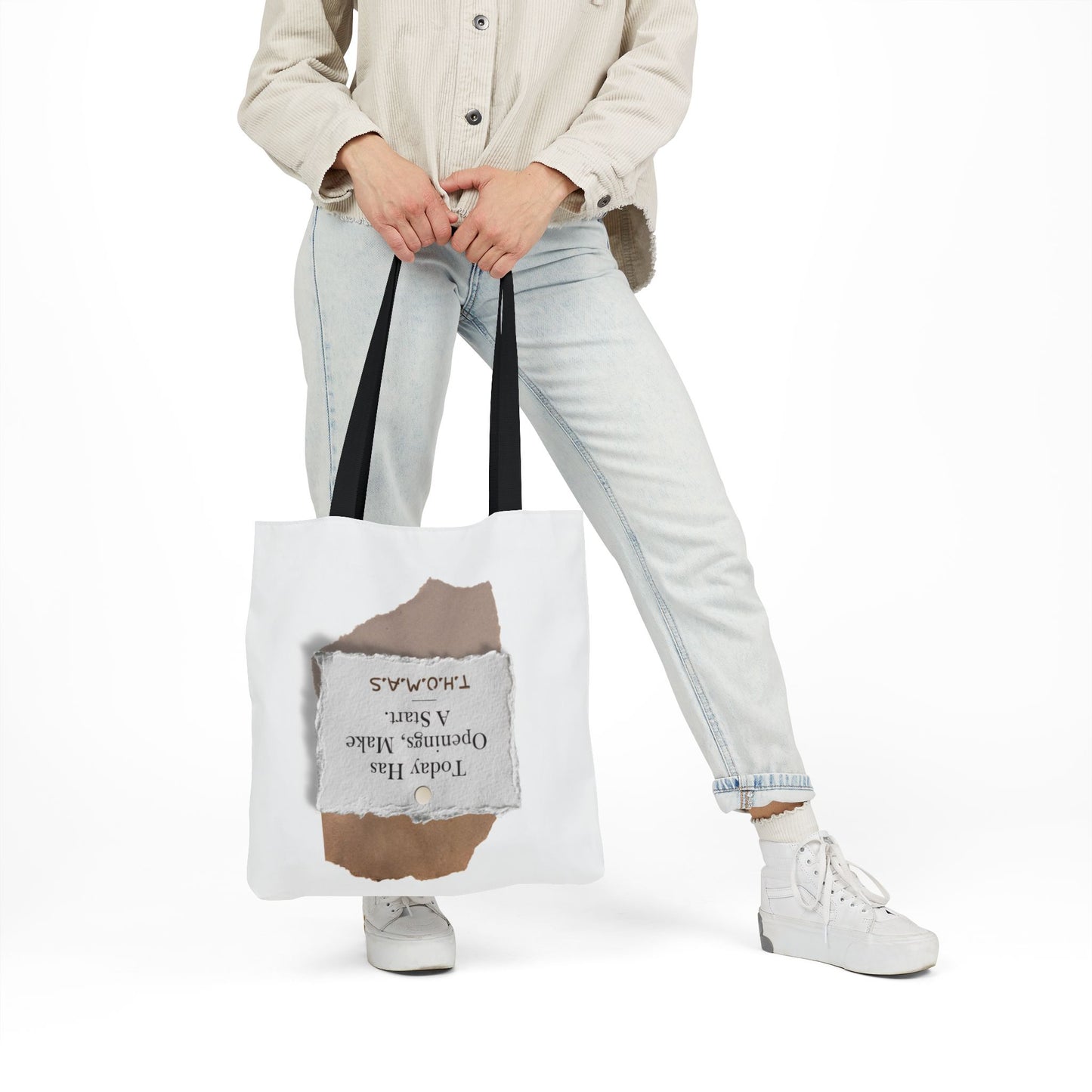 Personalized Initial Quote Torn Paper Canvas Tote Custom Name