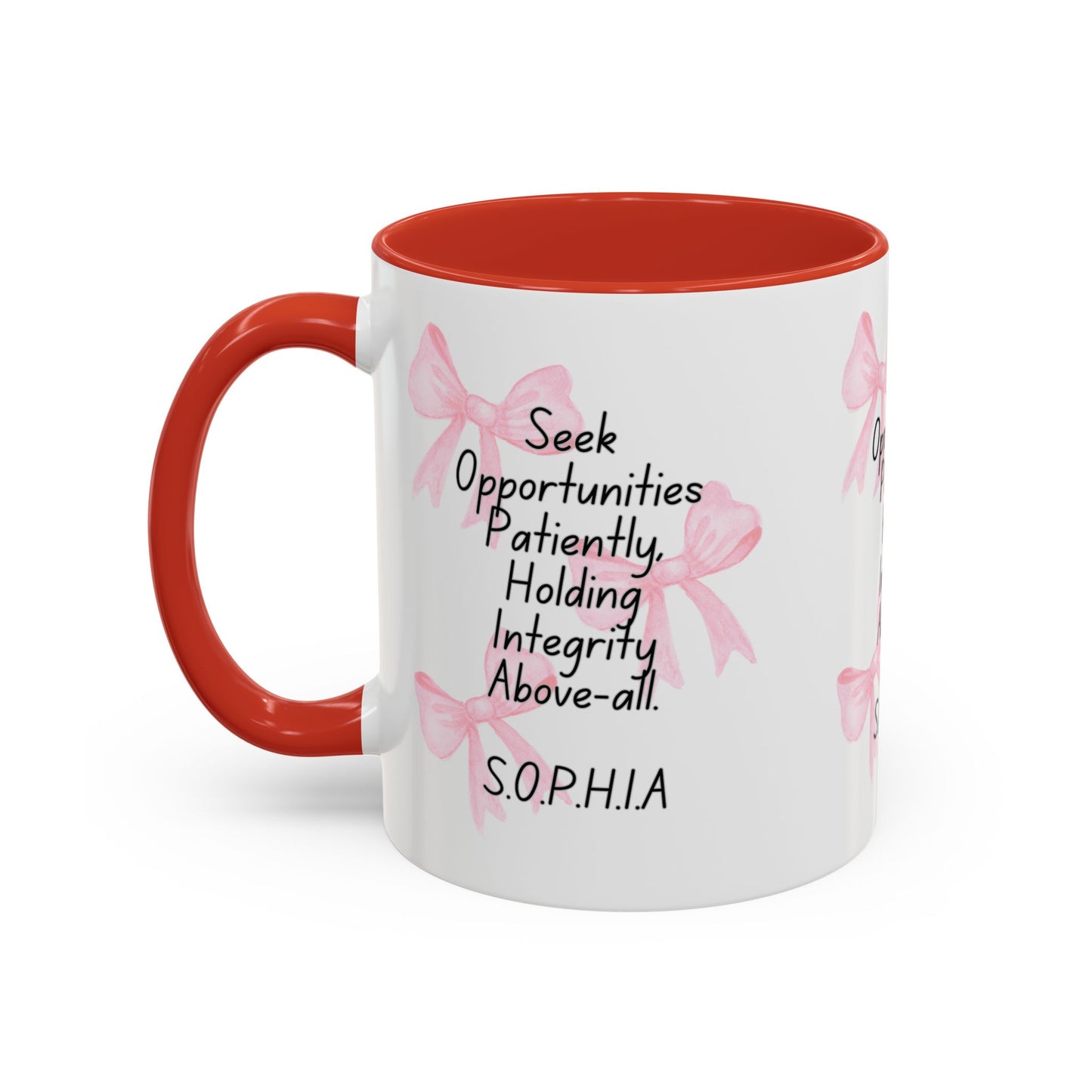 Personalized Pink Bow Accent Coffee Mug