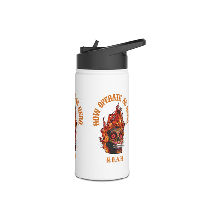 Personalized Initial Quote Fire Skull Stainless Steel Water Bottle