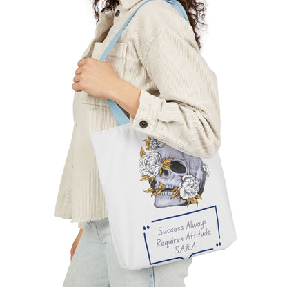 Personalized Initial Quote Floral Skull Canvas Tote Custom Name