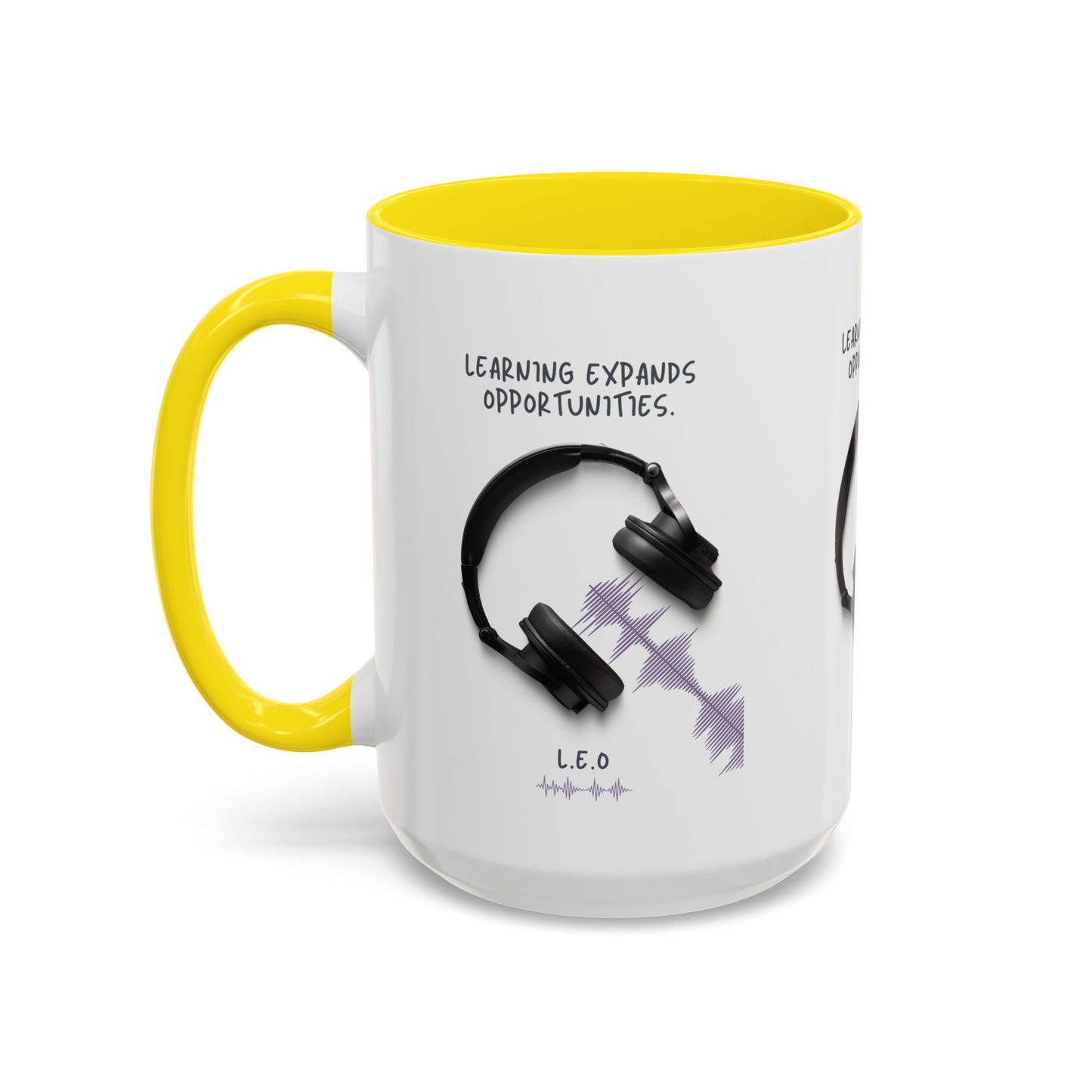 Personalized Initial Headphones Accent Coffee Mug
