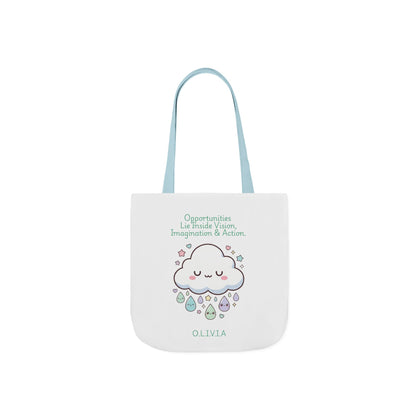 Personalized Initial Quote Cloud Dripping Canvas Tote Custom Name