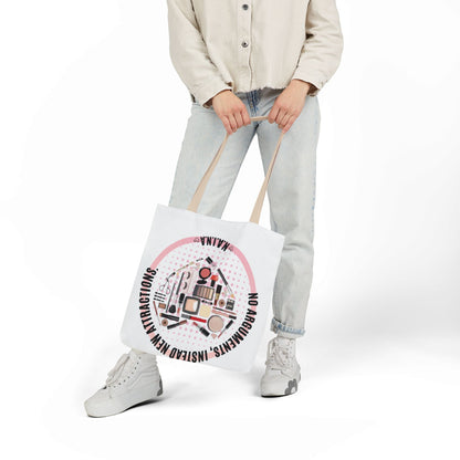 Personalized Initial Quote Cosmetic Heart Canvas Tote Custom Name