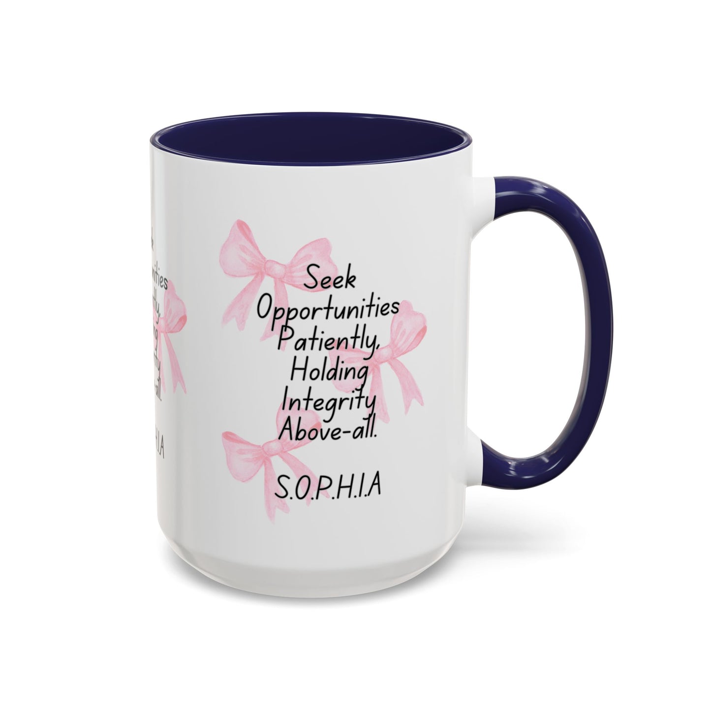 Personalized Pink Bow Accent Coffee Mug