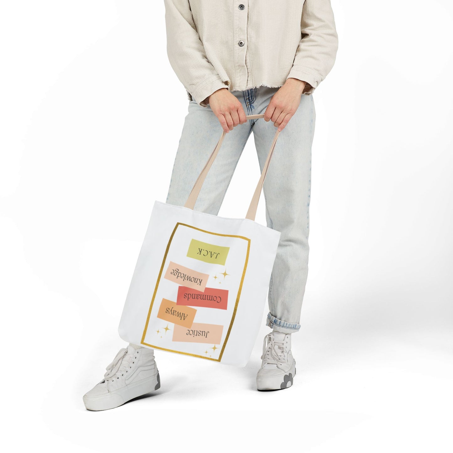 Personalized Initial Quote Inspirational Canvas Tote Custom Name