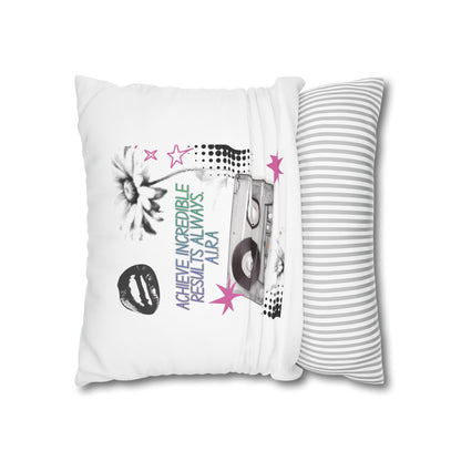 Personalized Initial Quote Cassette — Custom Sayings on Square Poly Canvas Pillowcase