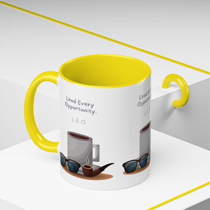 Personalized Initial Coffee and Sunglasses Accent Coffee Mug