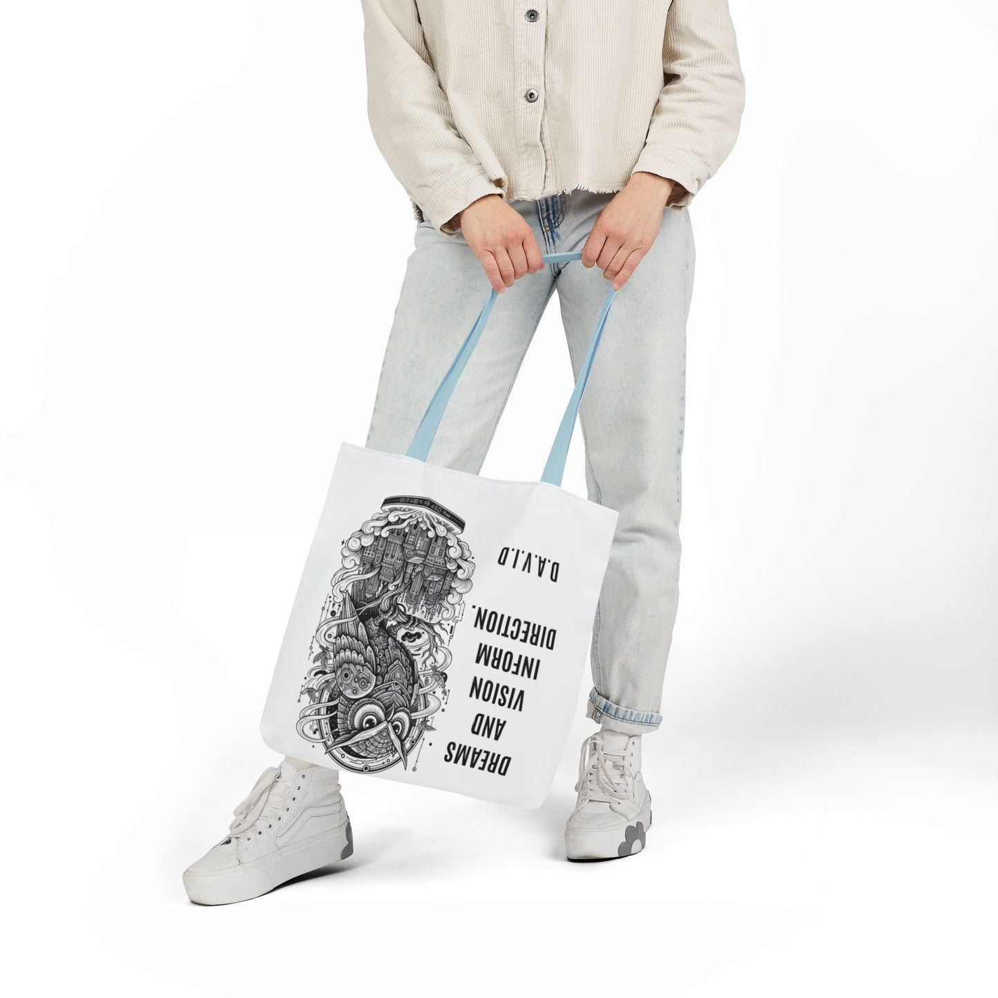 Personalized Initial Quote Owl Vision Canvas Tote Custom Name