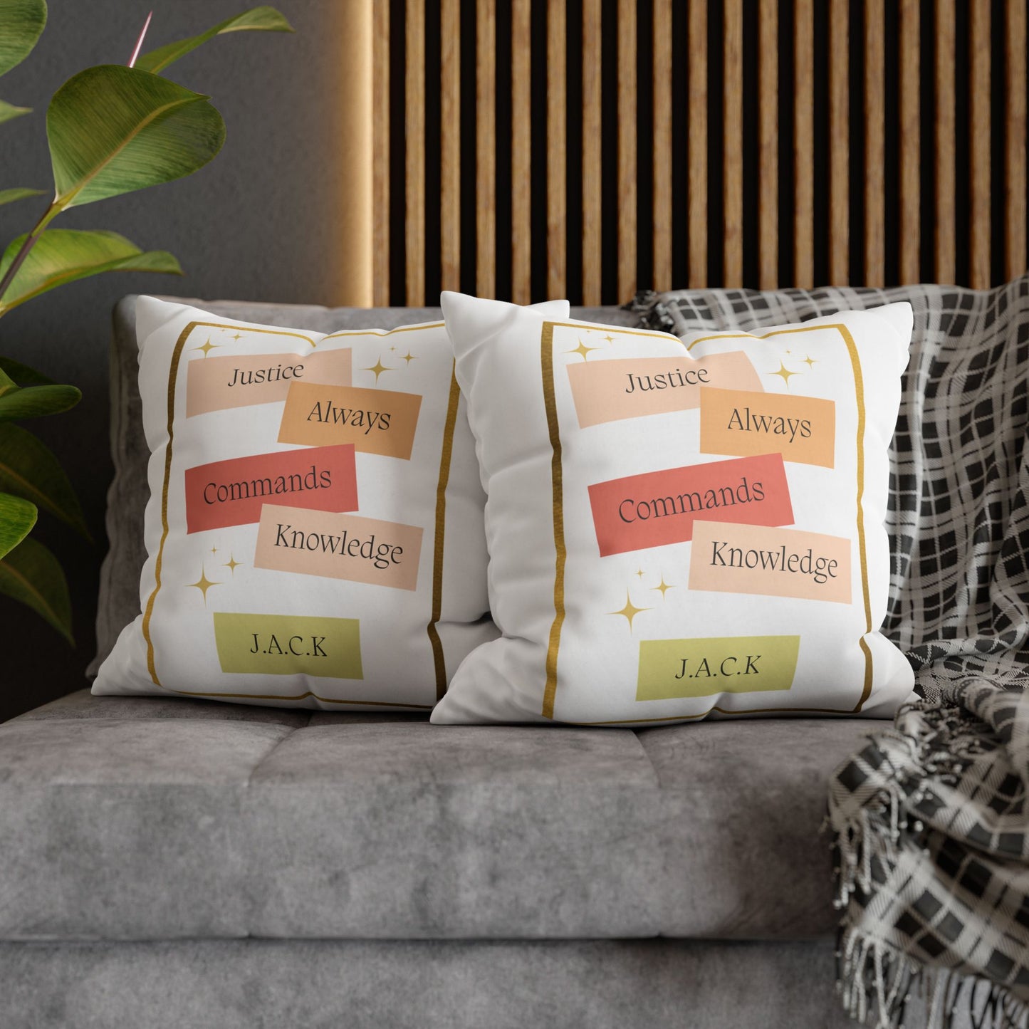 Personalized Initial Quote Pastel Inspirational — Custom Sayings on Square Poly Canvas Pillowcase