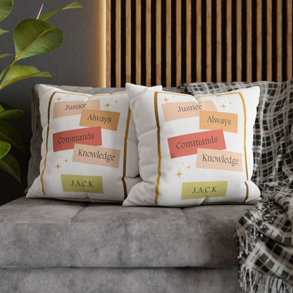 Personalized Initial Quote Pastel Inspirational — Custom Sayings on Square Poly Canvas Pillowcase