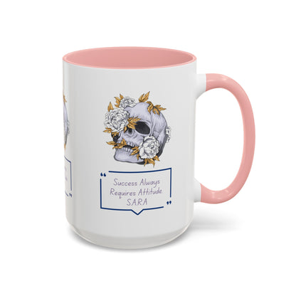 Personalized Initial Floral Skull Accent Coffee Mug