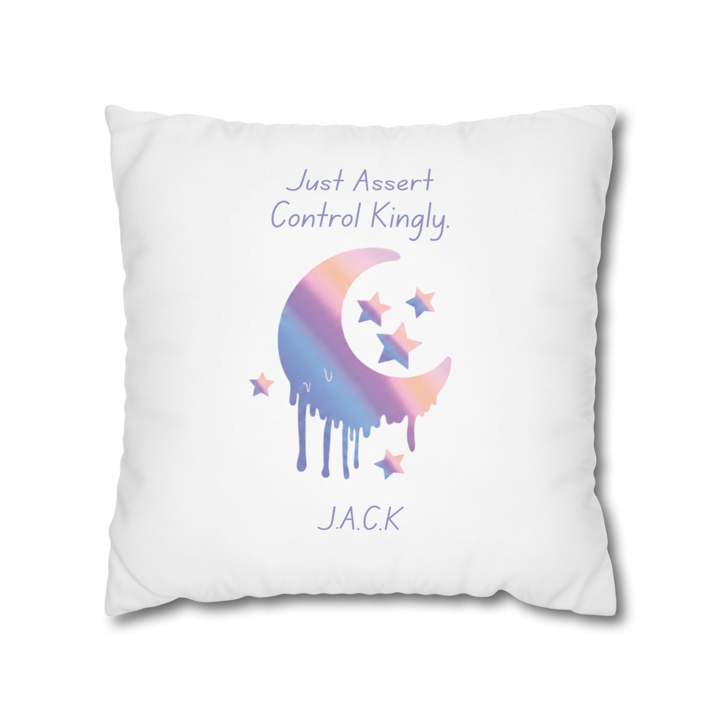 Personalized Initial Quote Moon Dripping — Custom Sayings on Square Poly Canvas Pillowcase