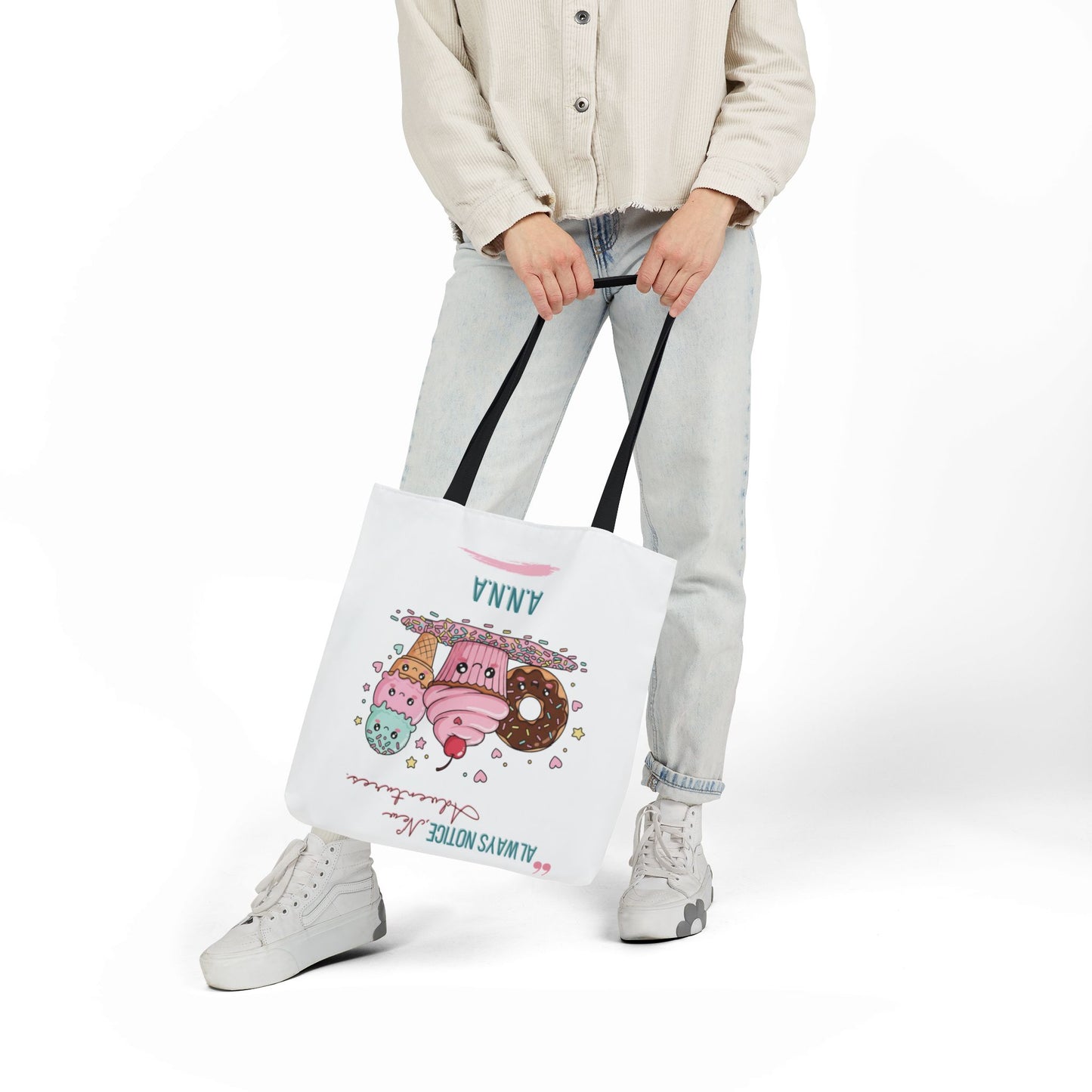 Personalized Initial Quote Sweet Treat Canvas Tote Custom Name