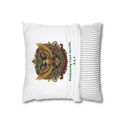 Personalized Initial Quote Eagle — Custom Sayings on Square Poly Canvas Pillowcase