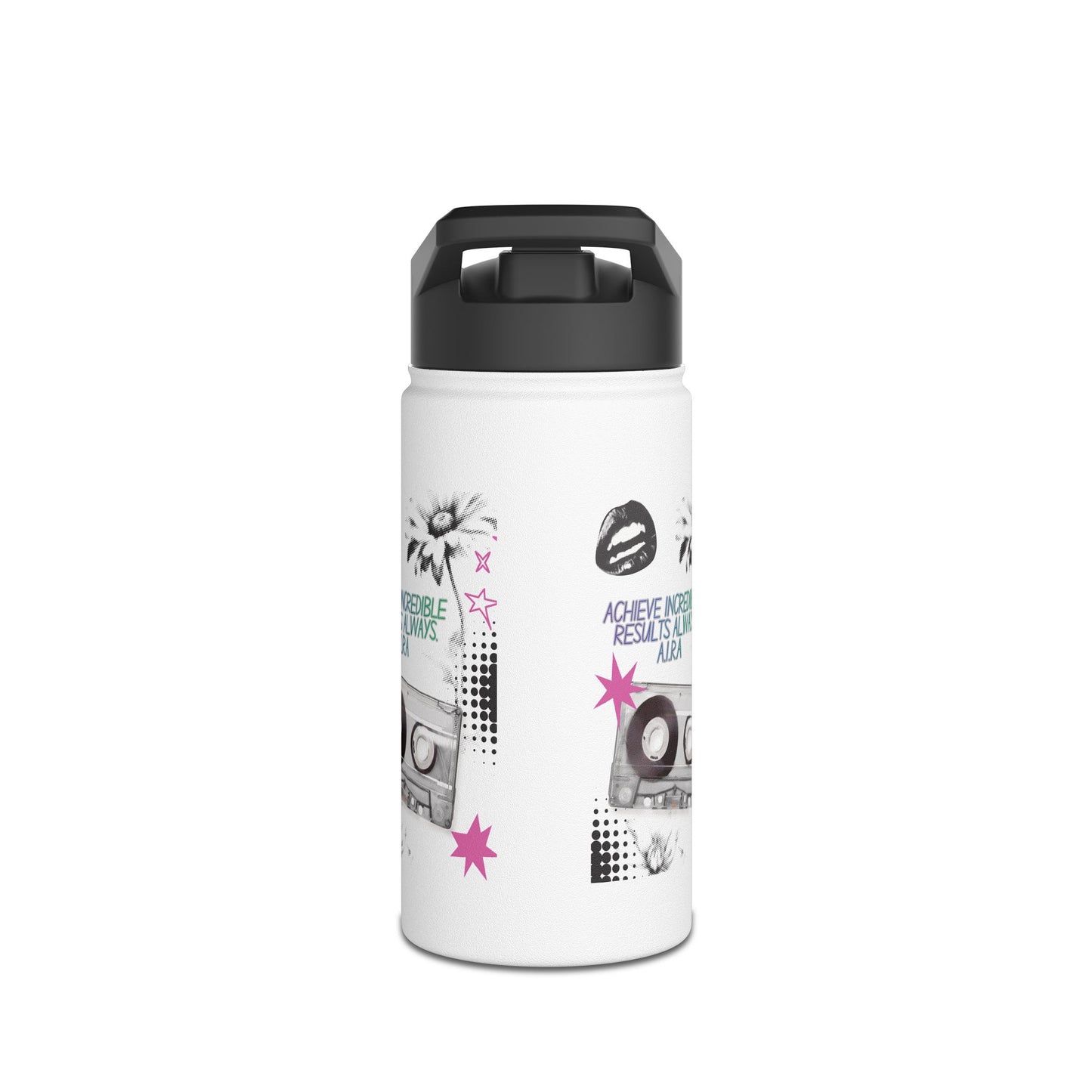 Personalized Initial Quote Cassette Stainless Steel Water Bottle
