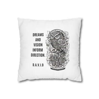 Customized monogrammed pillowcase with personalized quote. High-quality poly canvas square cushion cover, ideal for housewarming, wedding, or anniversary gifts with bespoke text.