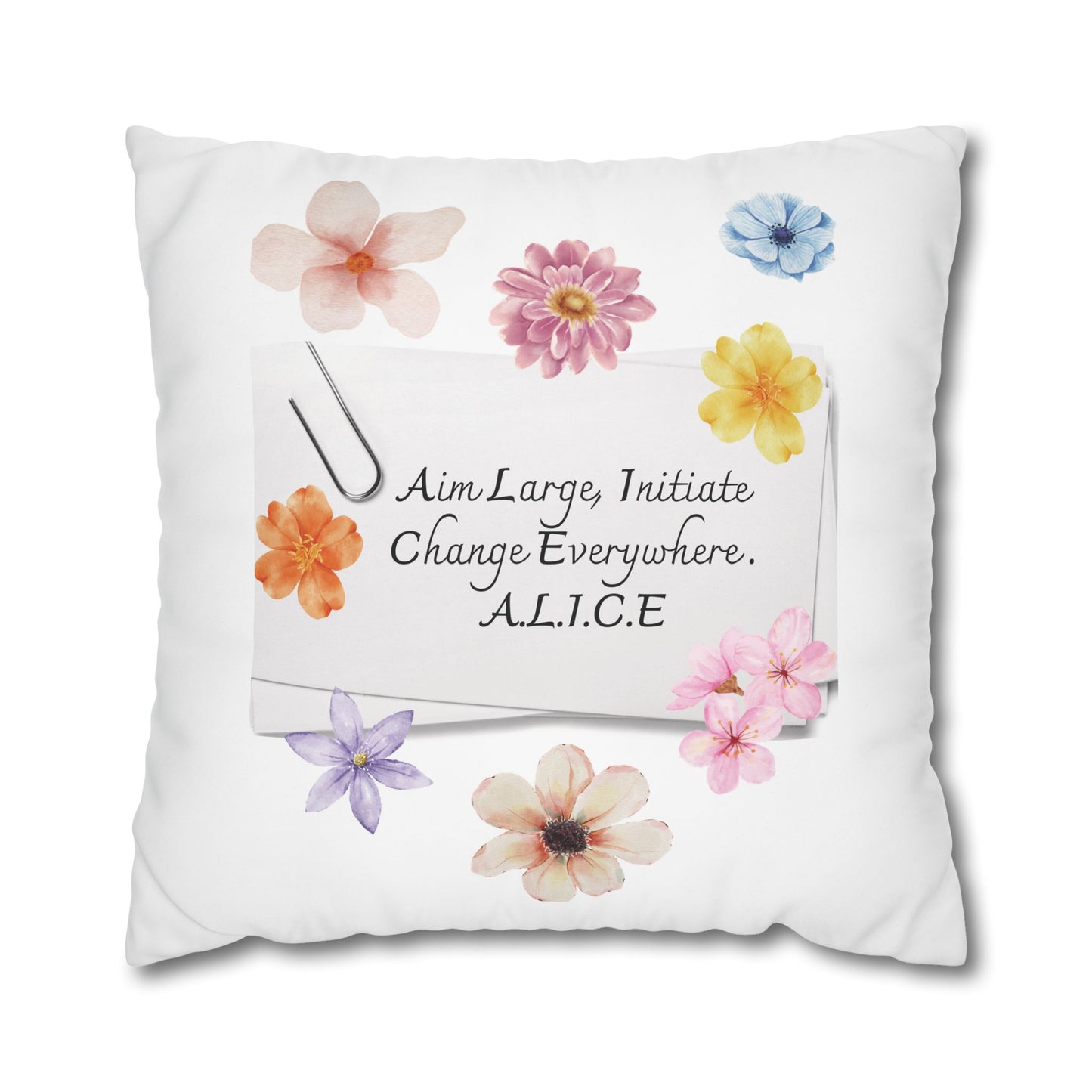 Personalized Initial Quote Clip Note — Custom Sayings on Square Poly Canvas Pillowcase