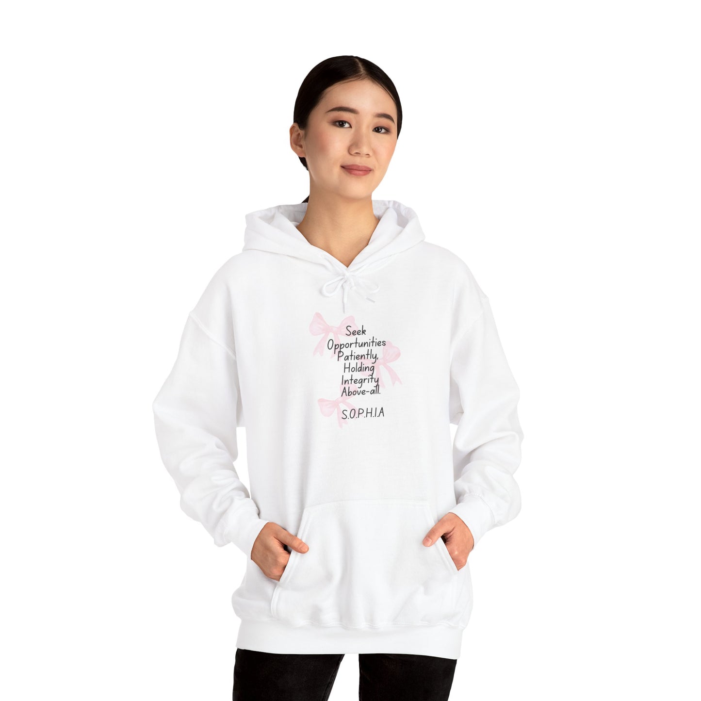 Personalized Pink Bow Hooded Sweatshirt